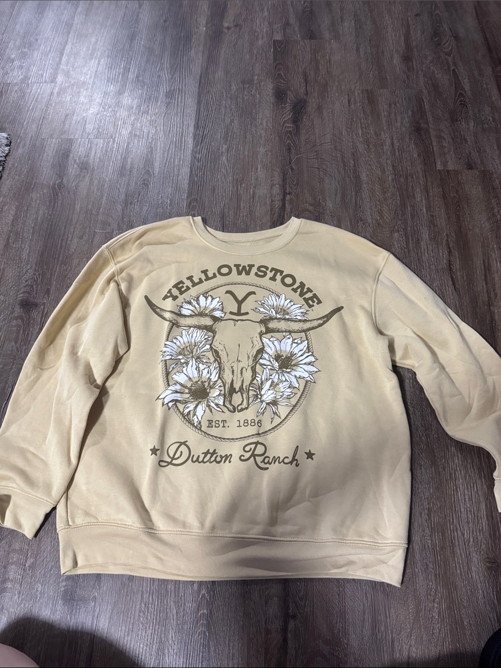 Dutton Ranch Yellowstone Graphic Crewneck Sweater - Tan